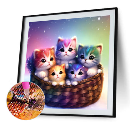 Rainbow Colored Kitten - Full Round Drill Diamond Painting 30*30CM