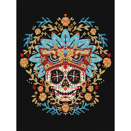 Skull Surrounded By Flowers - Special Shaped Drill Diamond Painting 30*40CM