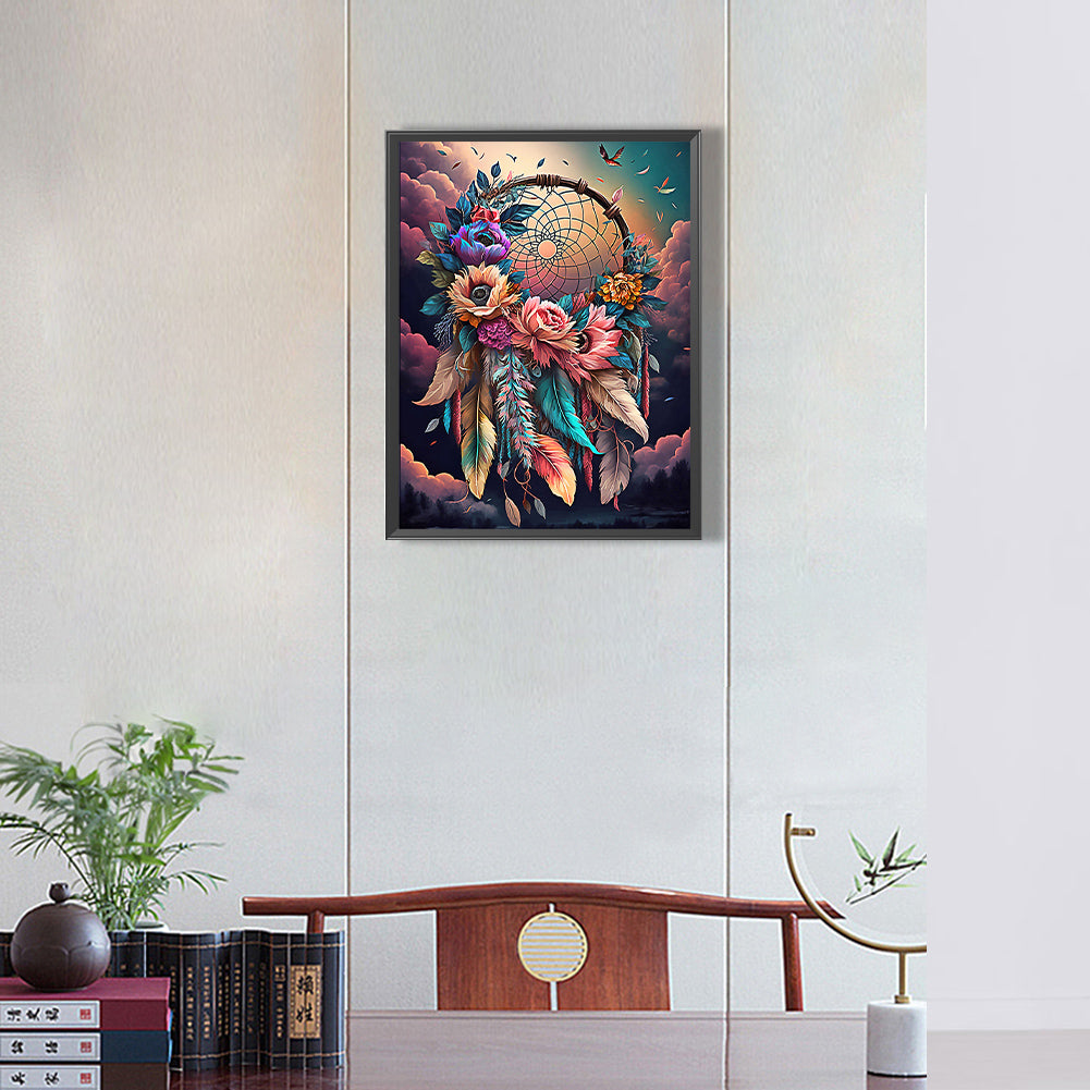 Dream Catcher With Flowers - Full Round Drill Diamond Painting 30*40CM