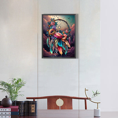 Dream Catcher With Flowers - Full Round Drill Diamond Painting 30*40CM