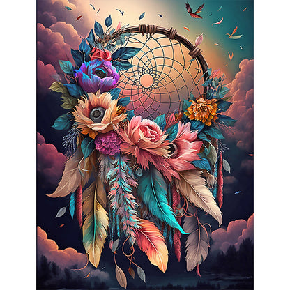 Dream Catcher With Flowers - Full Round Drill Diamond Painting 30*40CM