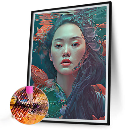 Woman And Flower - Full Round Drill Diamond Painting 30*40CM