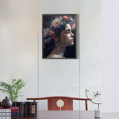 Woman And Flower - Full Round Drill Diamond Painting 30*40CM