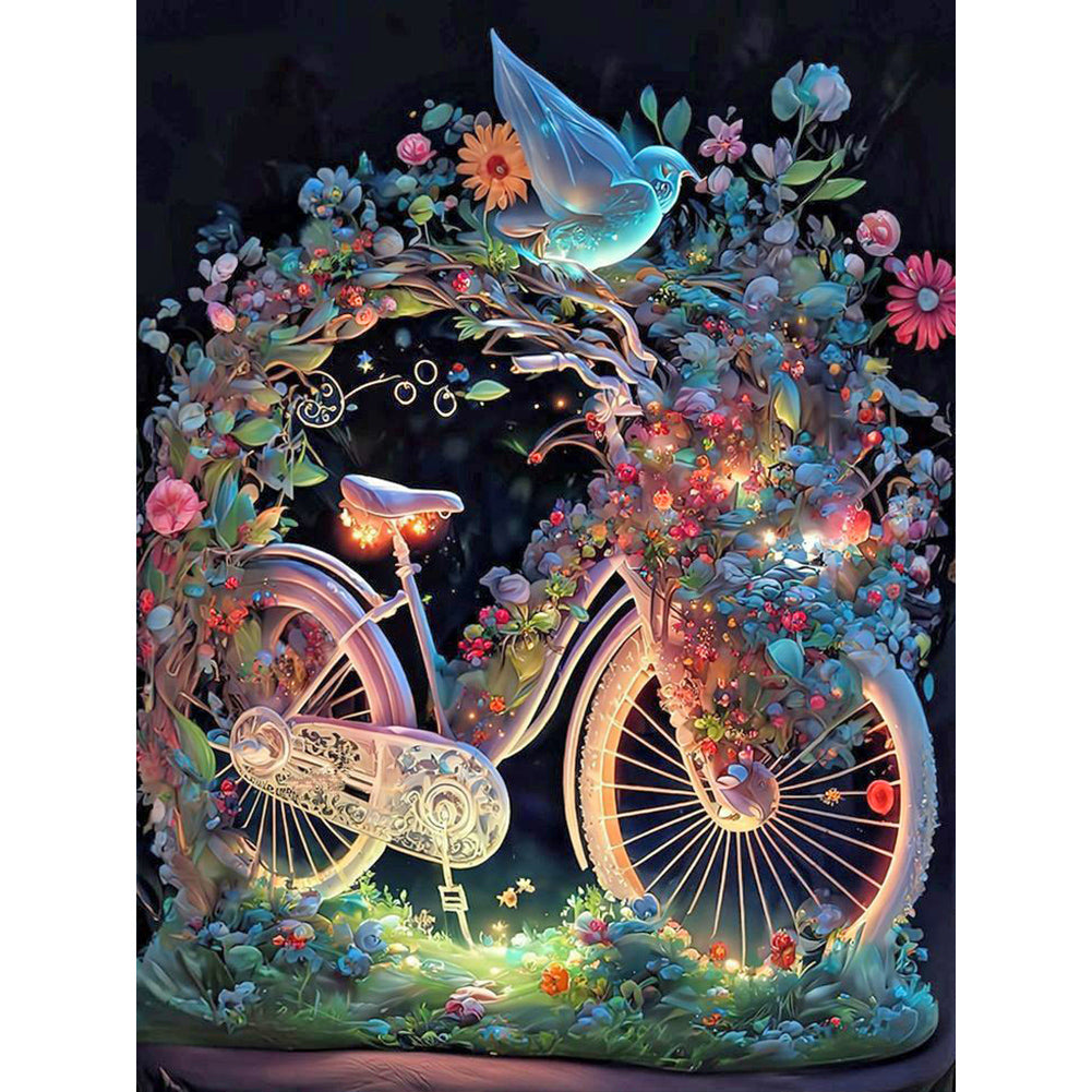Bicycles Decorated With Magic 30*40Ccm(canvas) full round drill diamond painting