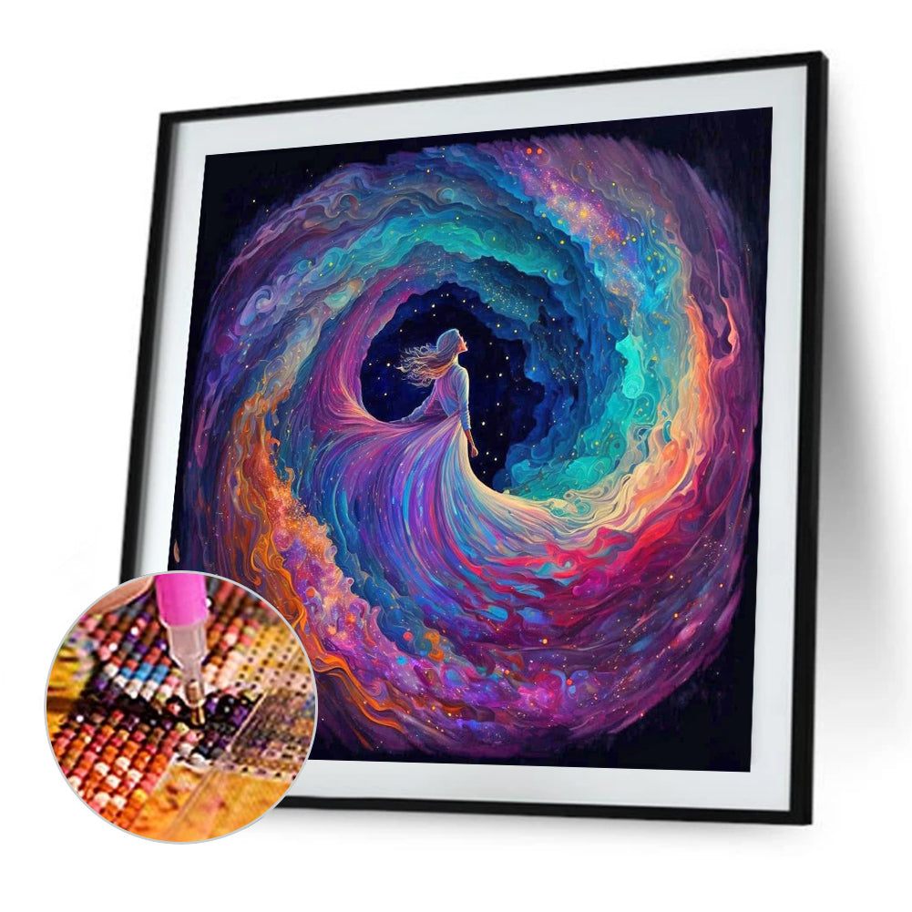 Girl Surrounded By Clouds 40*40Ccm(canvas) full round drill diamond painting