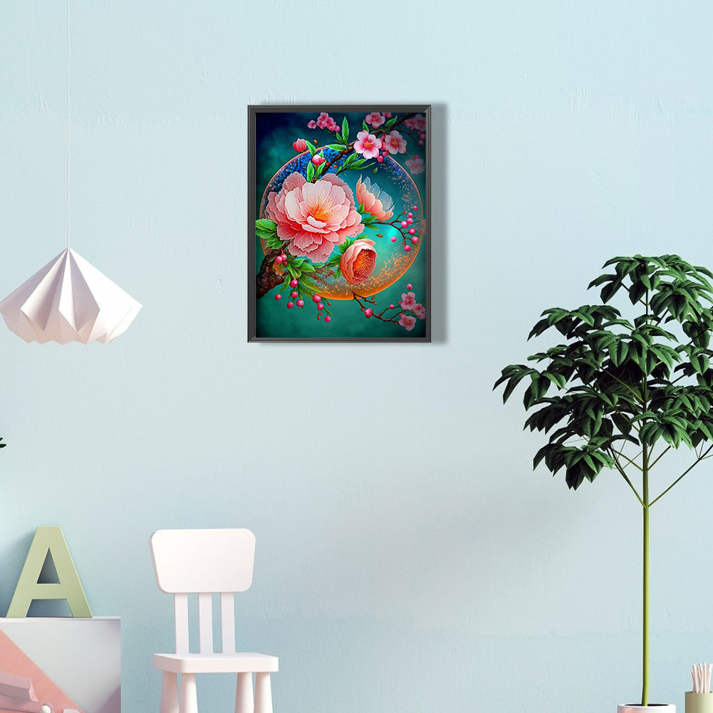 Beautiful Peach Blossom - Full Round Drill Diamond Painting 30*40CM