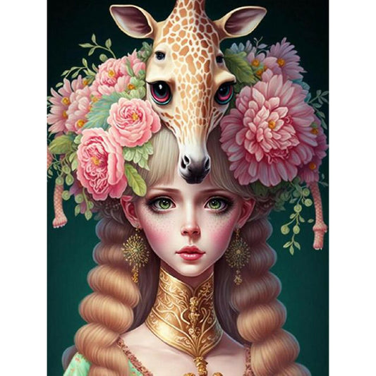 Giraffe Girl - Full Round Drill Diamond Painting 30*40CM