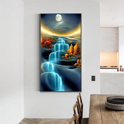 Blue Waterfall - Full Round Drill Diamond Painting 40*70CM