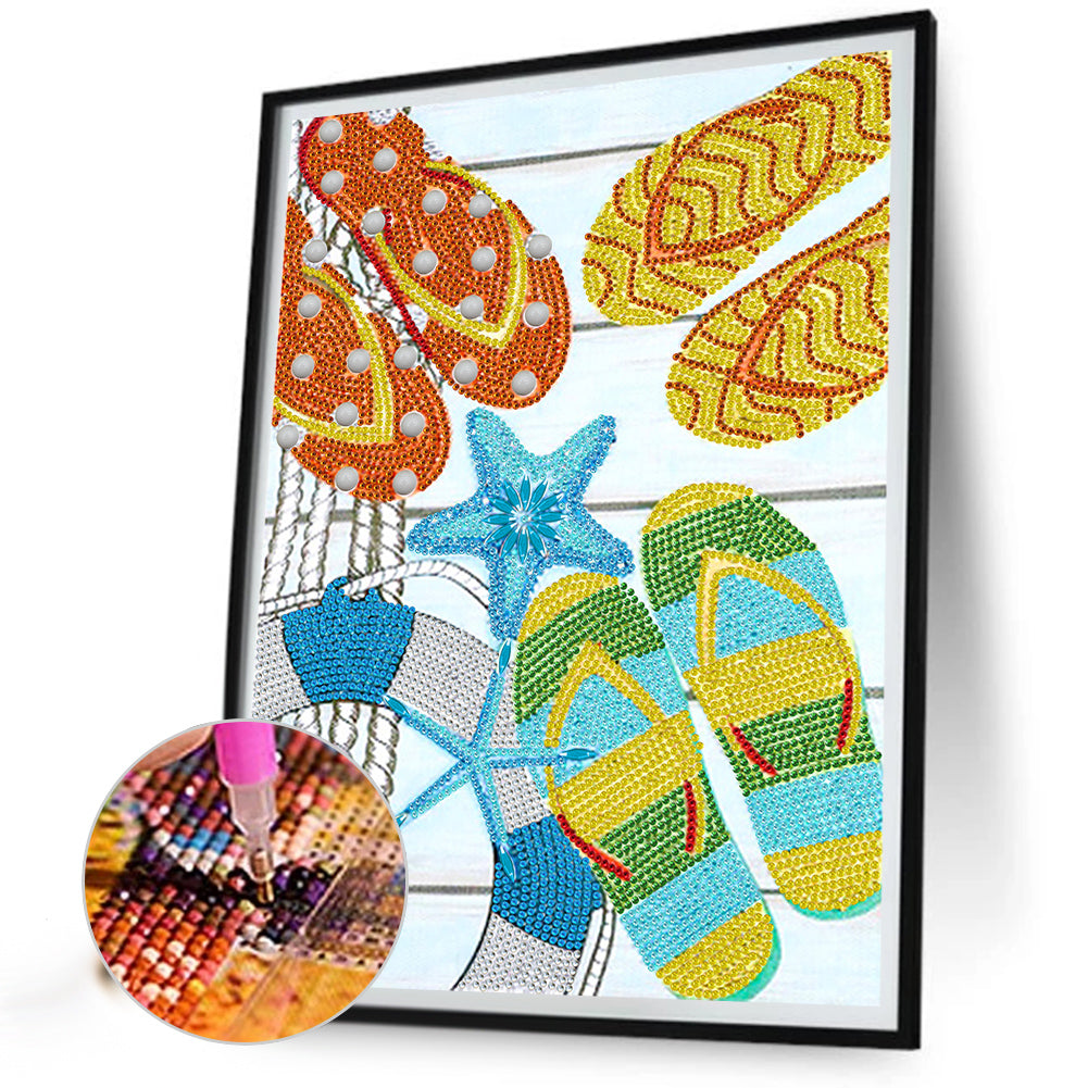 Summer Slippers - Special Shaped Drill Diamond Painting 30*40CM