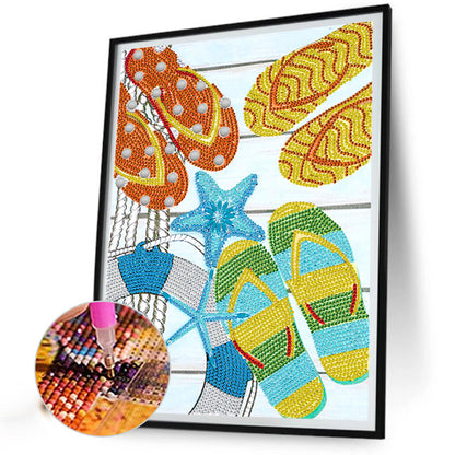 Summer Slippers - Special Shaped Drill Diamond Painting 30*40CM