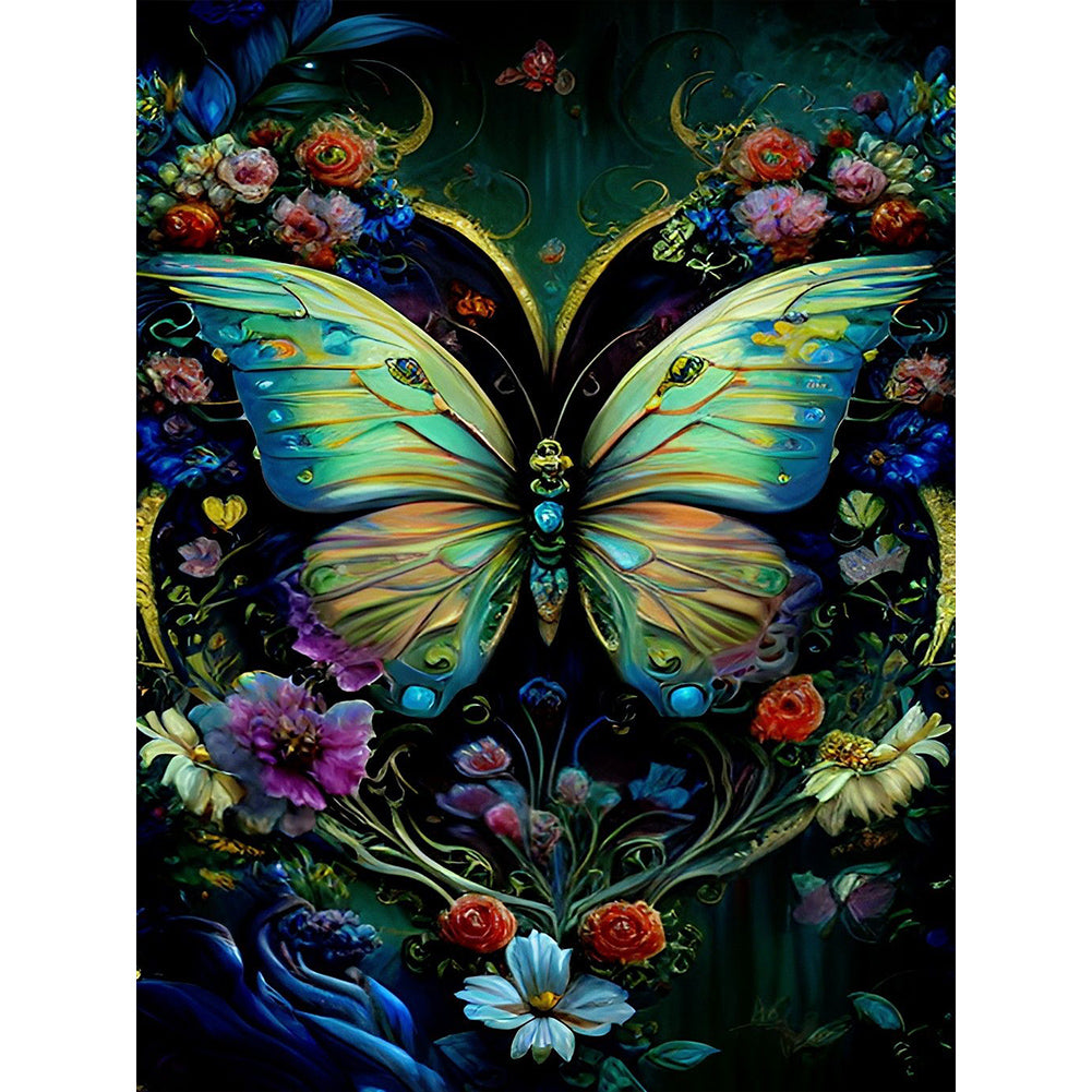 Flowers And Butterflies - Full Round Drill Diamond Painting 30*40CM