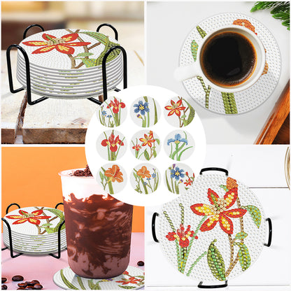 DIY Crystal Drink Coasters Reusable Creative with Holder for Tabletop Protection