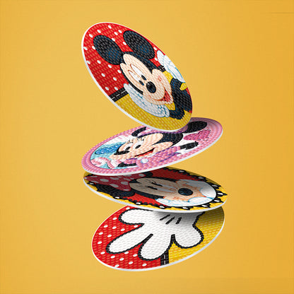 6pcs Anti Slip Coasters Stackable DIY Creative Mickey Mouse for Table Home Decor