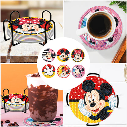 6pcs Anti Slip Coasters Stackable DIY Creative Mickey Mouse for Table Home Decor