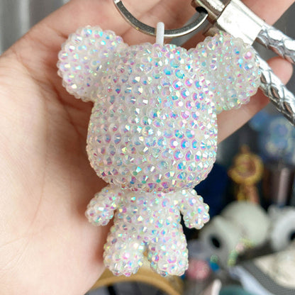 DIY Diamond Art Keychains 2.17x2.56Inch Cartoon Bear Gem Keychains for Women Bag