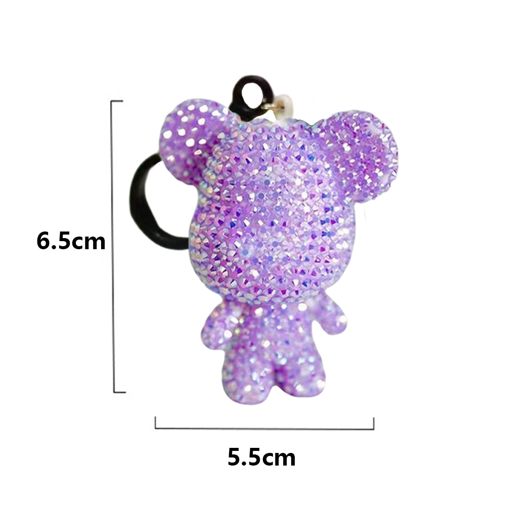 DIY Diamond Art Keychains 2.17x2.56Inch Cartoon Bear Gem Keychains for Women Bag