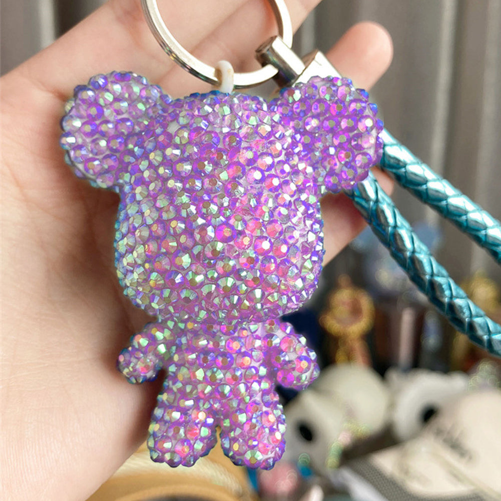 DIY Diamond Art Keychains 2.17x2.56Inch Cartoon Bear Gem Keychains for Women Bag