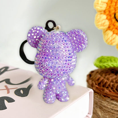 DIY Diamond Art Keychains 2.17x2.56Inch Cartoon Bear Gem Keychains for Women Bag