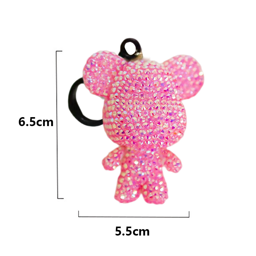 DIY Diamond Art Keychains 2.17x2.56Inch Cartoon Bear Gem Keychains for Women Bag