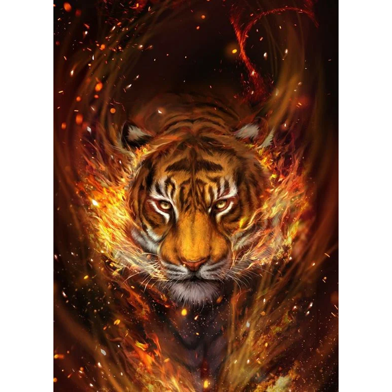 Ferocious Tiger - Full Round Drill Diamond Painting 30*40CM