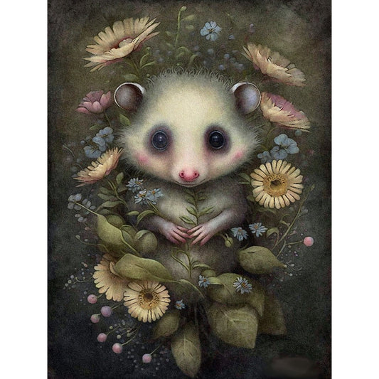 Little Mouse In Flowers - Full Round Drill Diamond Painting 30*40CM