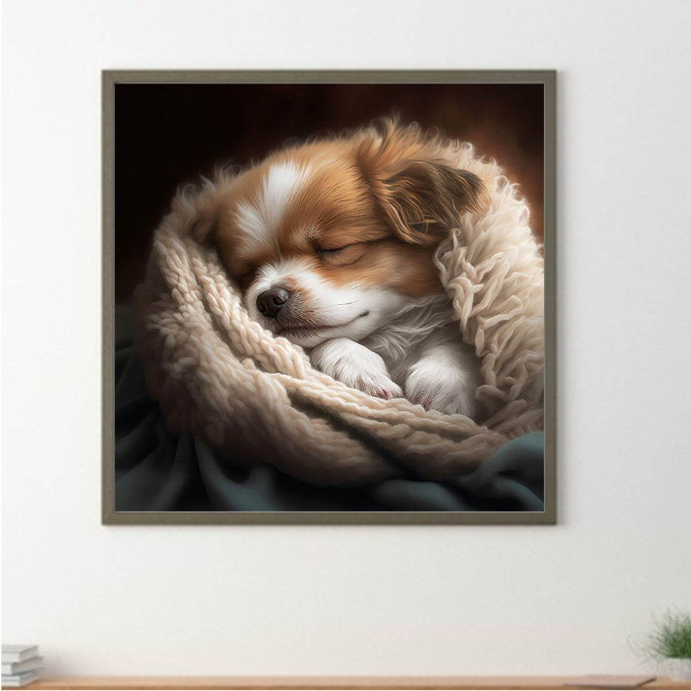 Sleepy Dog - Full Round Drill Diamond Painting 30*30CM