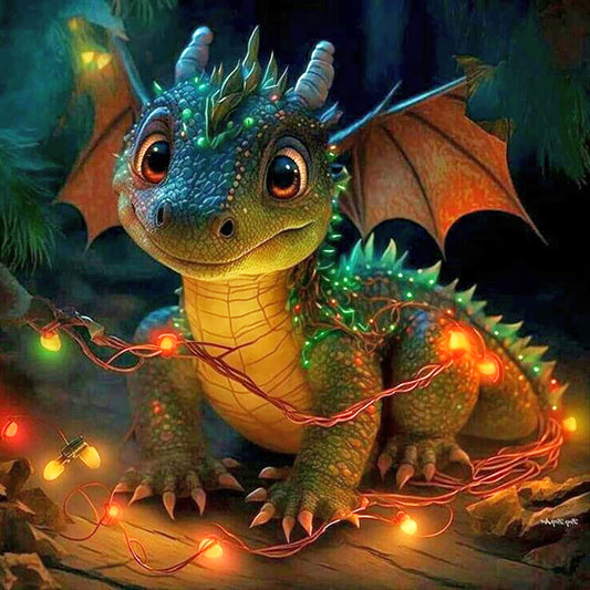 Small Dinosaur - Full Round Drill Diamond Painting 30*30CM