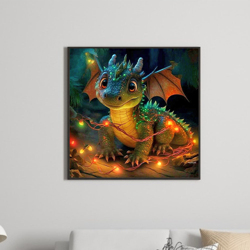 Small Dinosaur - Full Round Drill Diamond Painting 30*30CM