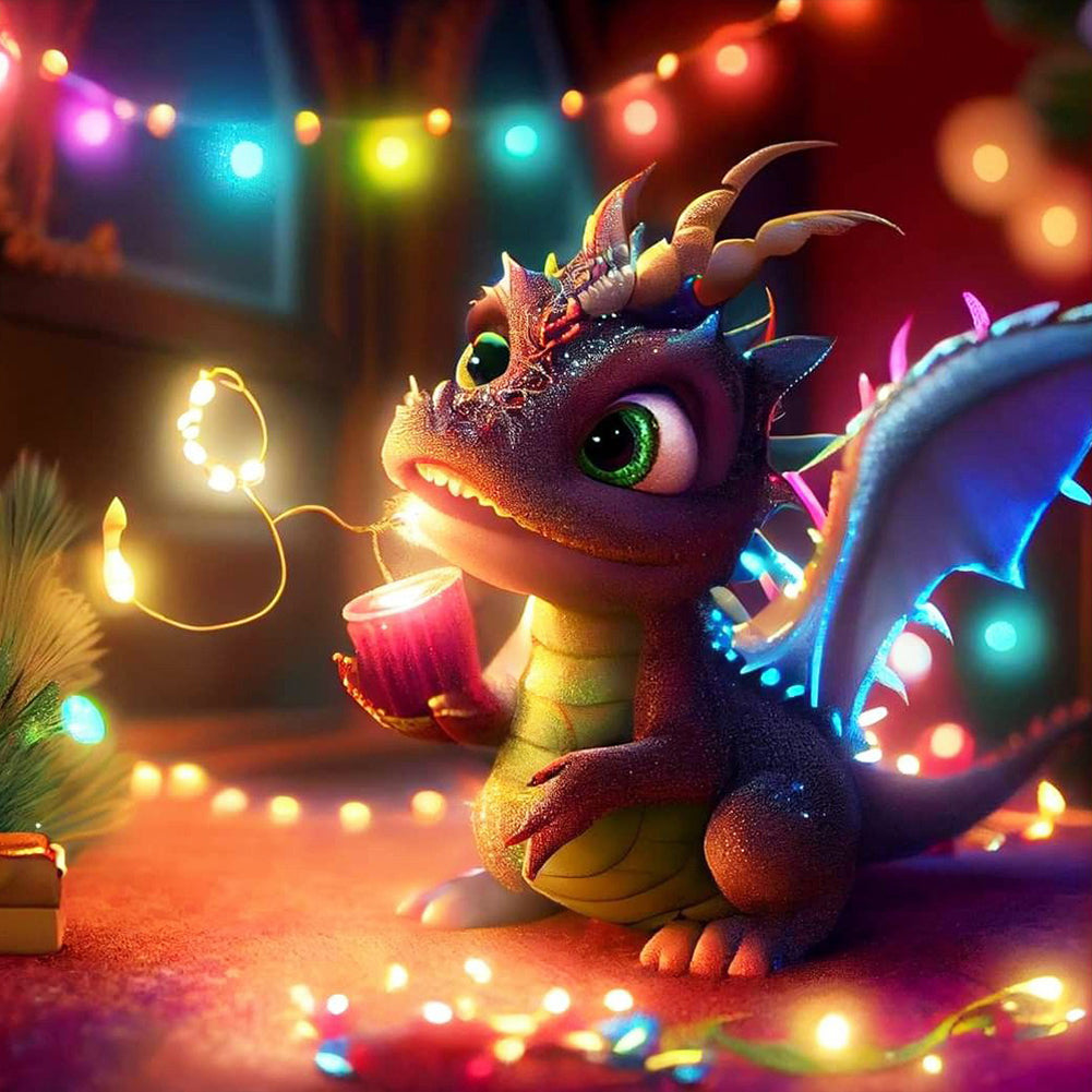 Little Dinosaurs Toasting To Each Other - Full Round Drill Diamond Painting 30*30CM