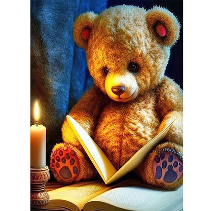 Teddy Bear Reading A Book - Full Round Drill Diamond Painting 30*40CM