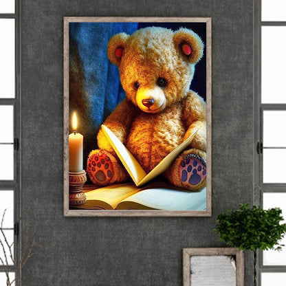 Teddy Bear Reading A Book - Full Round Drill Diamond Painting 30*40CM