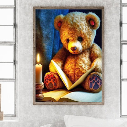 Teddy Bear Reading A Book - Full Round Drill Diamond Painting 30*40CM