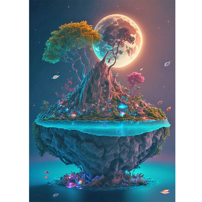 Island Under The Moon - Full Round Drill Diamond Painting 30*40CM
