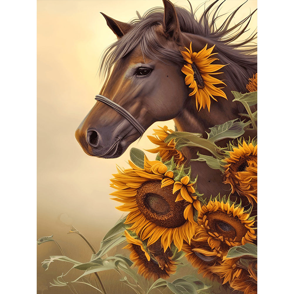 Sunflower Horse - Full Round Drill Diamond Painting 30*40CM