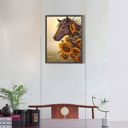 Sunflower Horse - Full Round Drill Diamond Painting 30*40CM