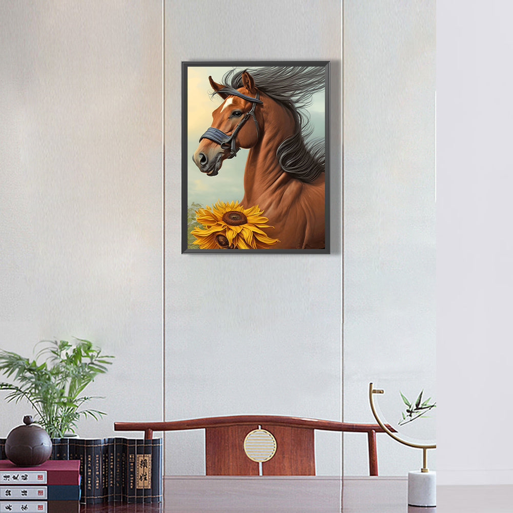 Sunflower Horse - Full Round Drill Diamond Painting 30*40CM