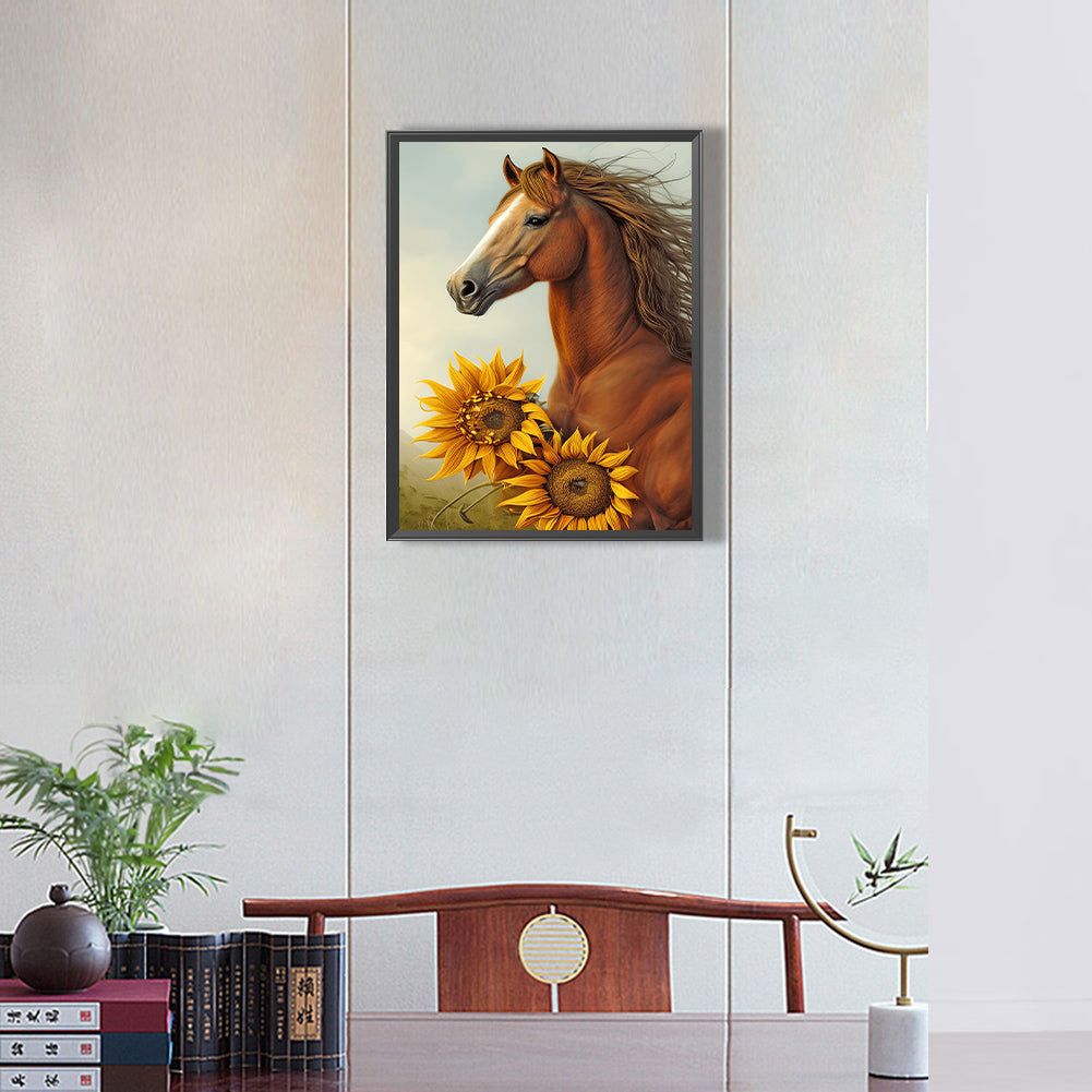 Sunflower Horse - Full Round Drill Diamond Painting 30*40CM