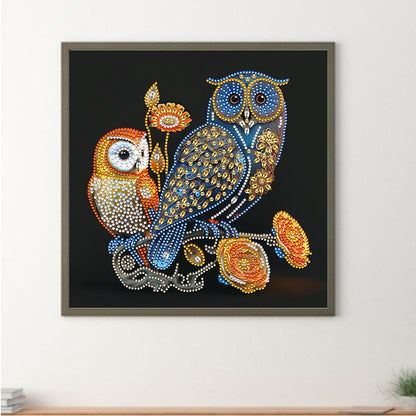Two Owls - Special Shaped Drill Diamond Painting 30*30CM