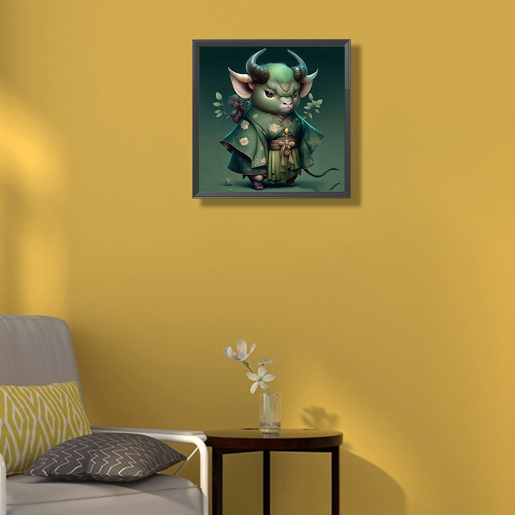 Cow In Kimono - Full Round Drill Diamond Painting 30*30CM