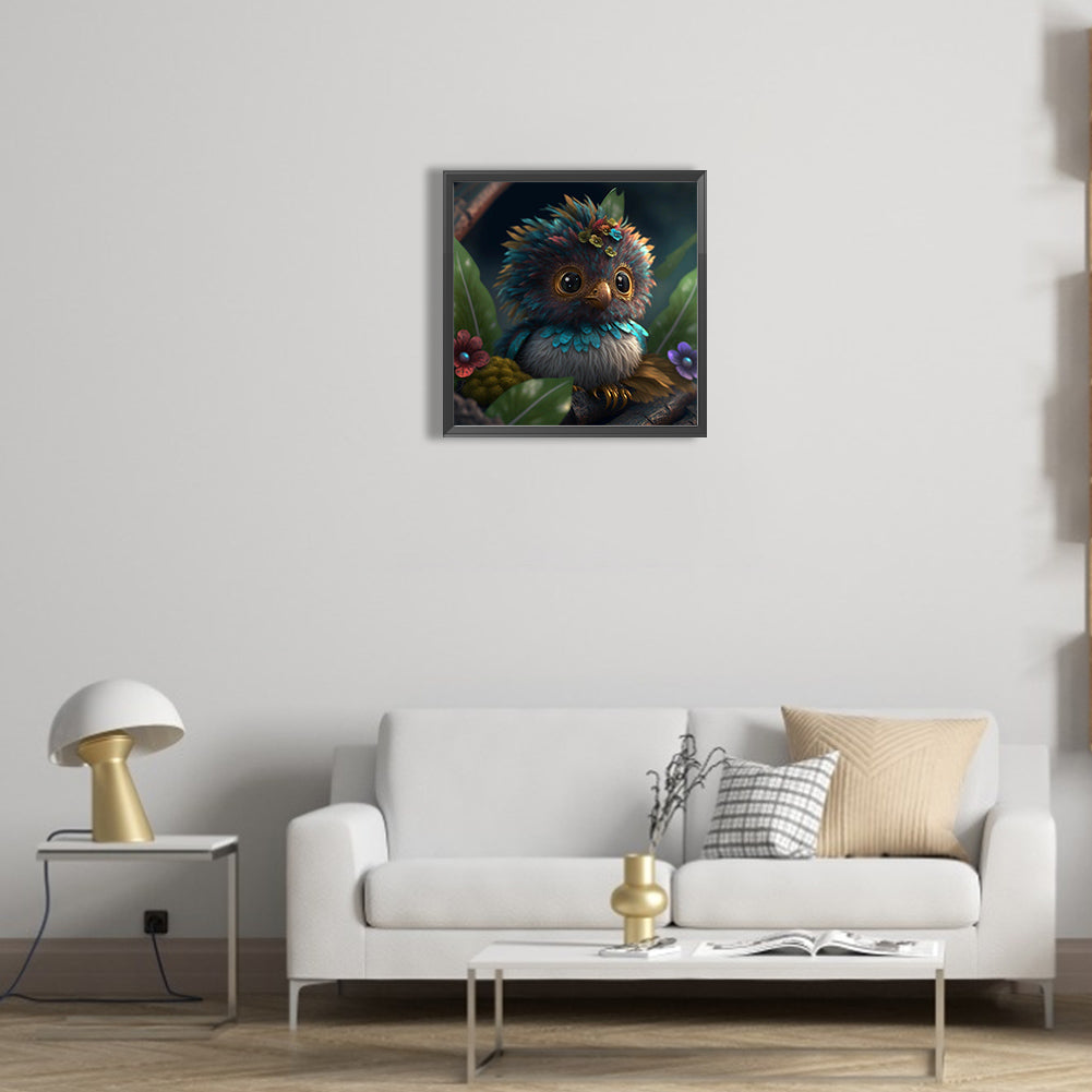 Baby Owl - Full Round Drill Diamond Painting 30*30CM