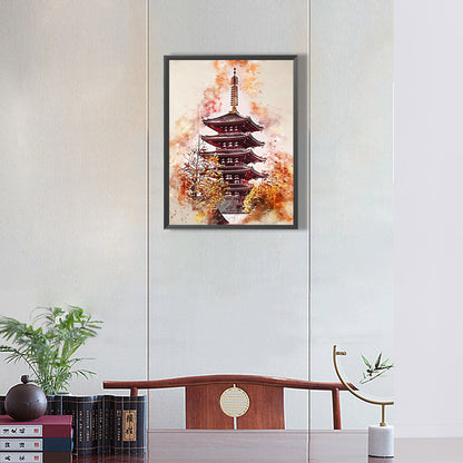 Ink Style Places Of Interest - Full Round Drill Diamond Painting 30*40CM