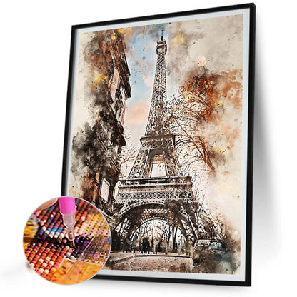 Ink Style Places Of Interest - Full Round Drill Diamond Painting 30*40CM