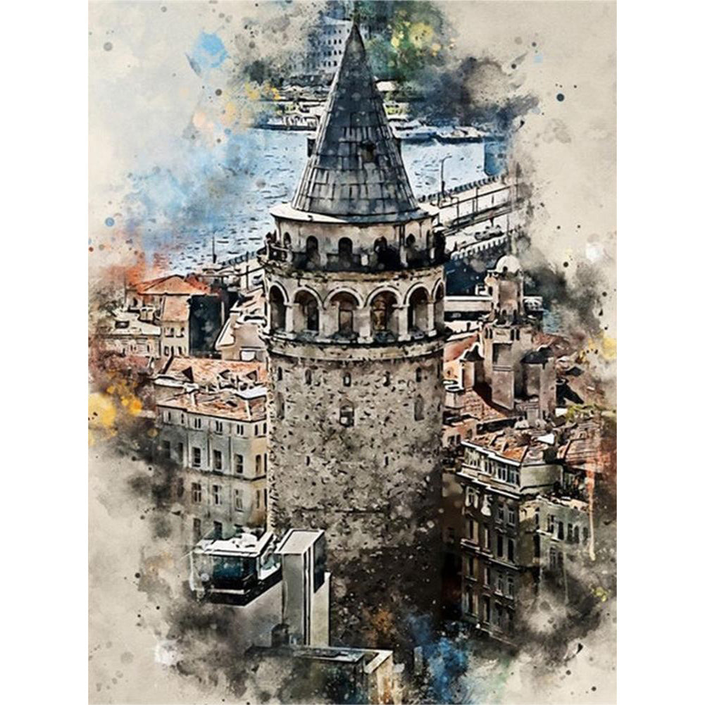 Ink Style Places Of Interest - Full Round Drill Diamond Painting 30*40CM