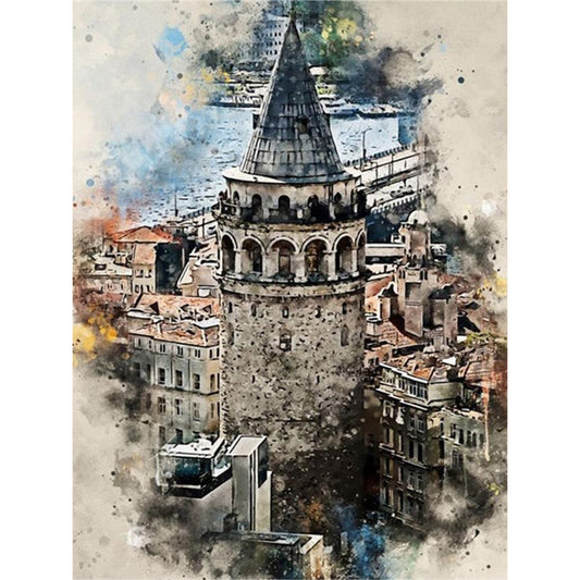 Ink Style Places Of Interest - Full Round Drill Diamond Painting 30*40CM