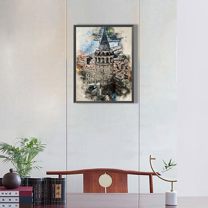 Ink Style Places Of Interest - Full Round Drill Diamond Painting 30*40CM
