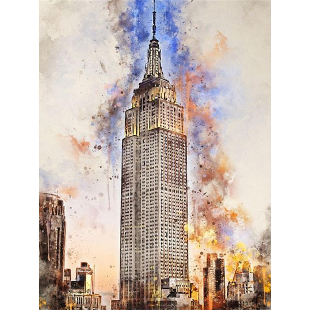 Ink Style Places Of Interest - Full Round Drill Diamond Painting 30*40CM