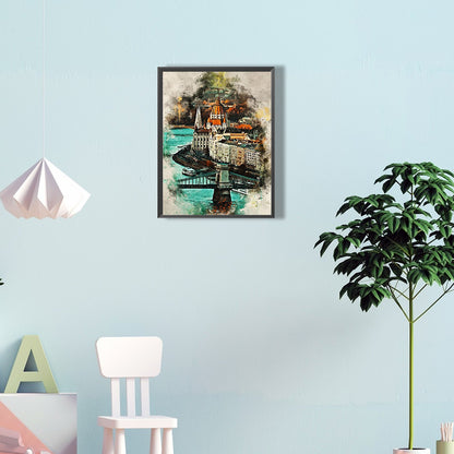 Ink Style Places Of Interest - Full Round Drill Diamond Painting 30*40CM