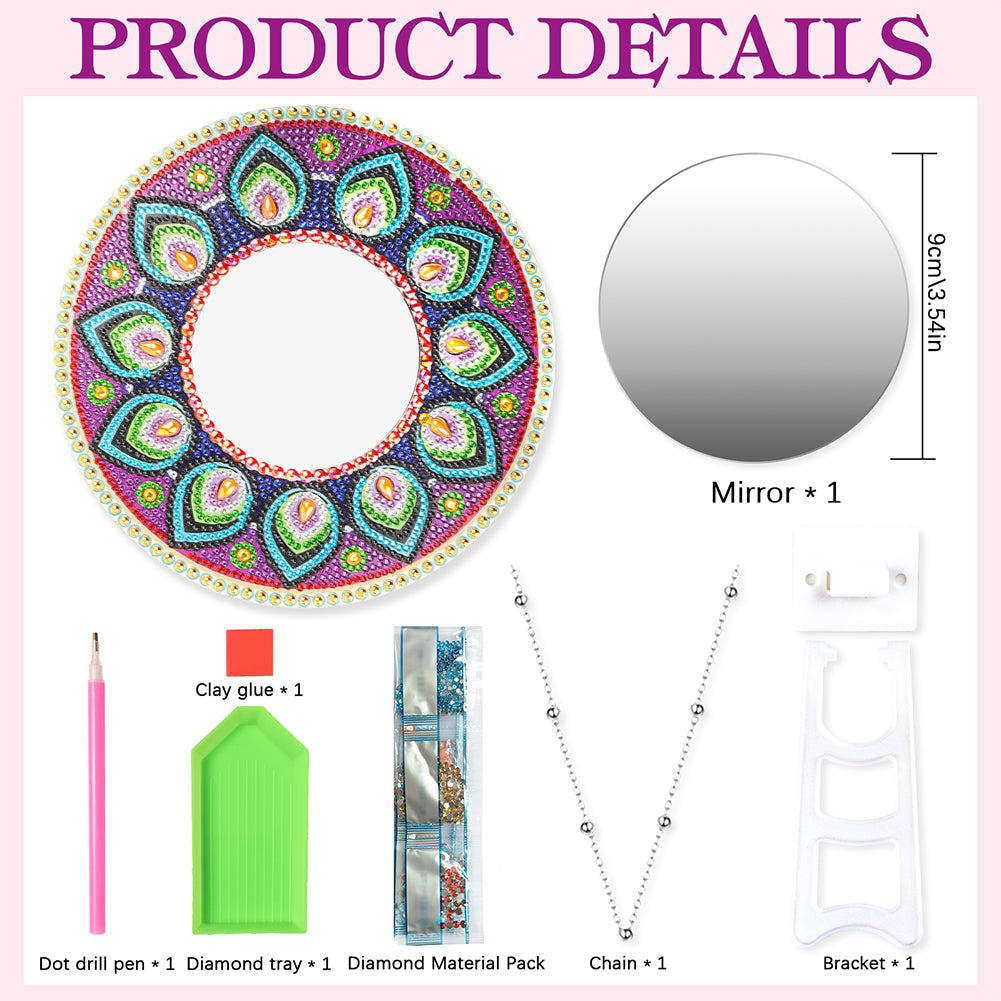 DIY Compact Mirror Art Craft Set Hanging Pocket Mirror Flower for Adult and Kids