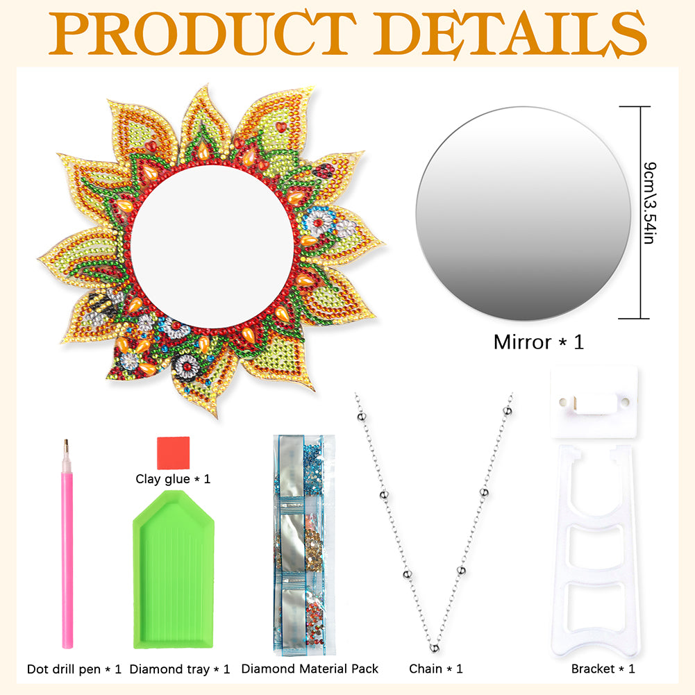 DIY Compact Mirror Art Craft Set Hanging Pocket Mirror Flower for Adult and Kids