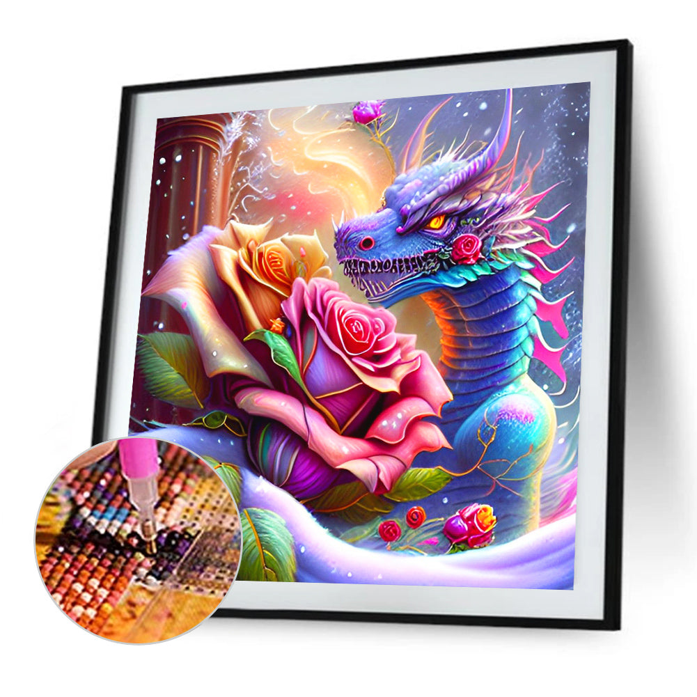 Dragon And Rose - Full Round Drill Diamond Painting 30*30CM